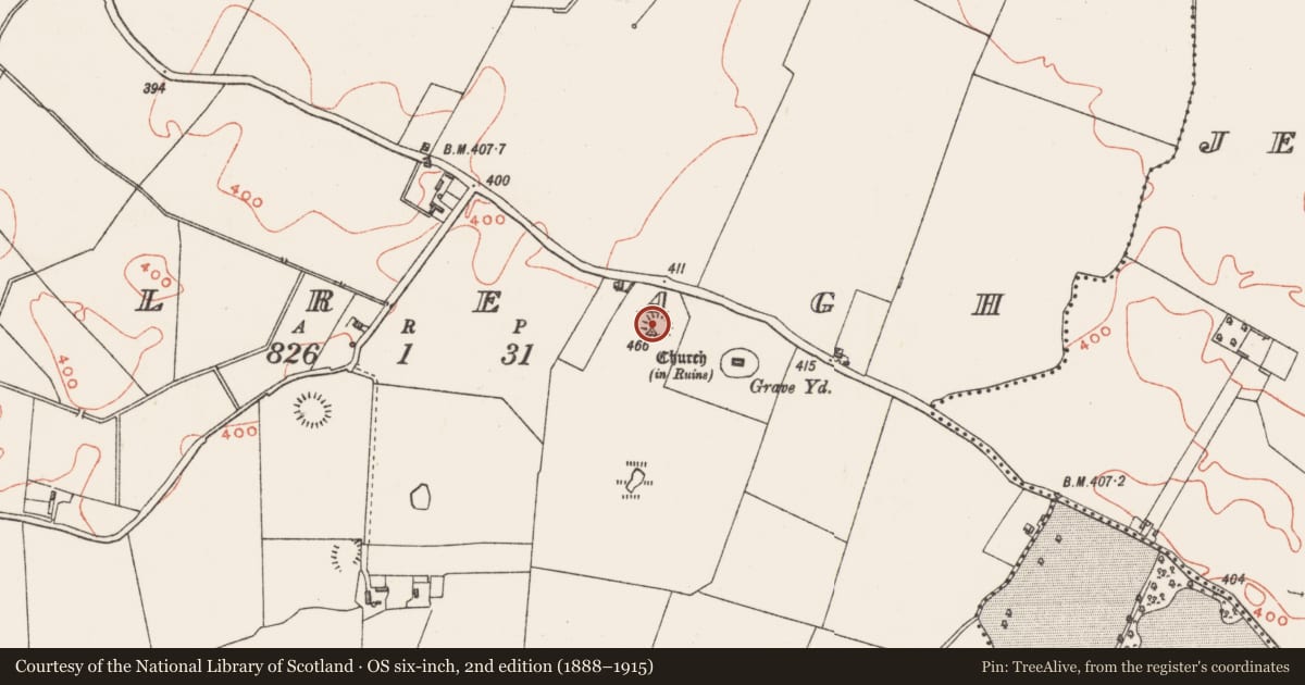 Ordnance Survey six-inch map, 2nd edition (1888–1915) covering the location of Castle - motte, Balreagh, County Westmeath, with a pin at the register's coordinates