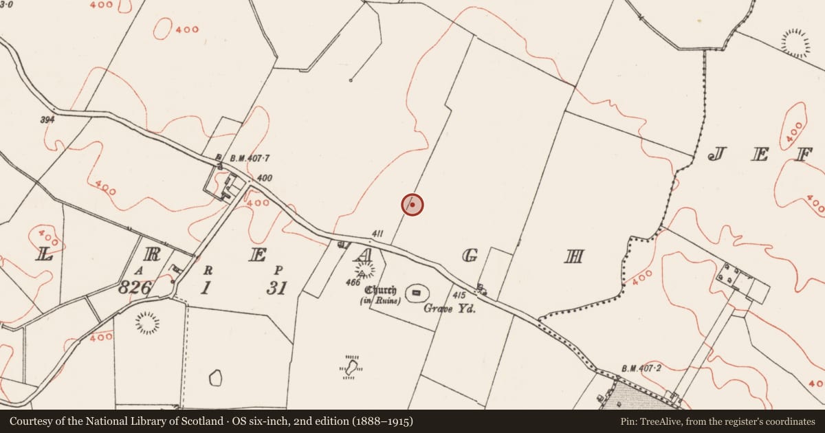 Ordnance Survey six-inch map, 2nd edition (1888–1915) covering the location of Souterrain, Balreagh, County Westmeath, with a pin at the register's coordinates