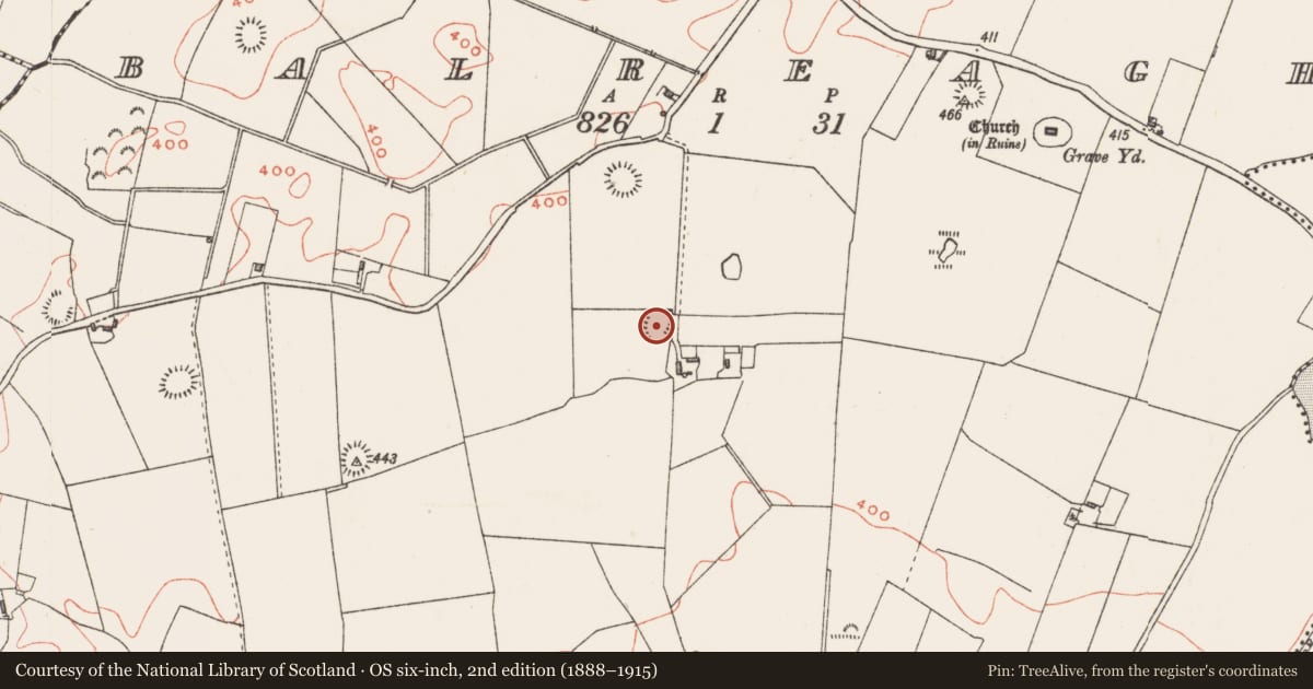 Ordnance Survey six-inch map, 2nd edition (1888–1915) covering the location of Ringfort - rath, Balreagh, County Westmeath, with a pin at the register's coordinates