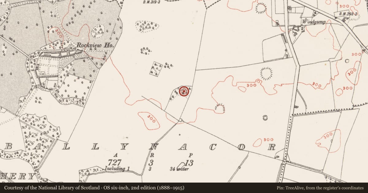 Ordnance Survey six-inch map, 2nd edition (1888–1915) covering the location of Ringfort - rath, Ballynacor, County Westmeath, with a pin at the register's coordinates