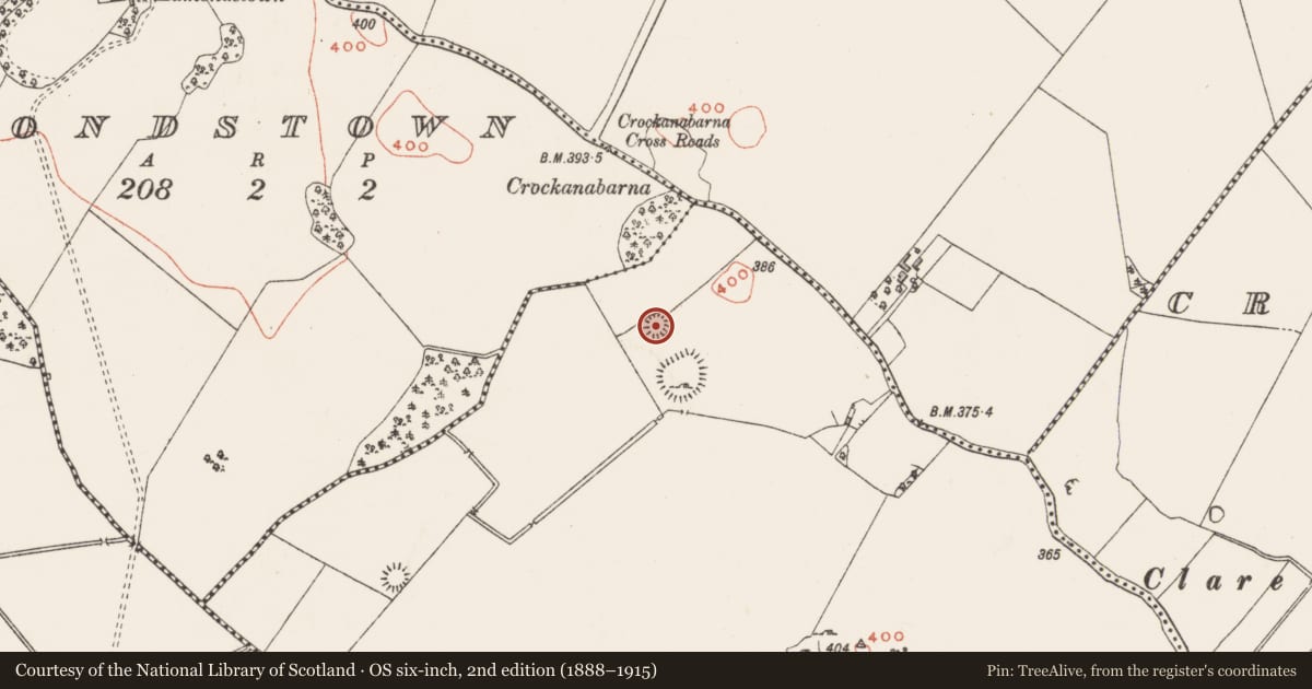 Ordnance Survey six-inch map, 2nd edition (1888–1915) covering the location of Ringfort - rath, Tevrin, County Westmeath, with a pin at the register's coordinates