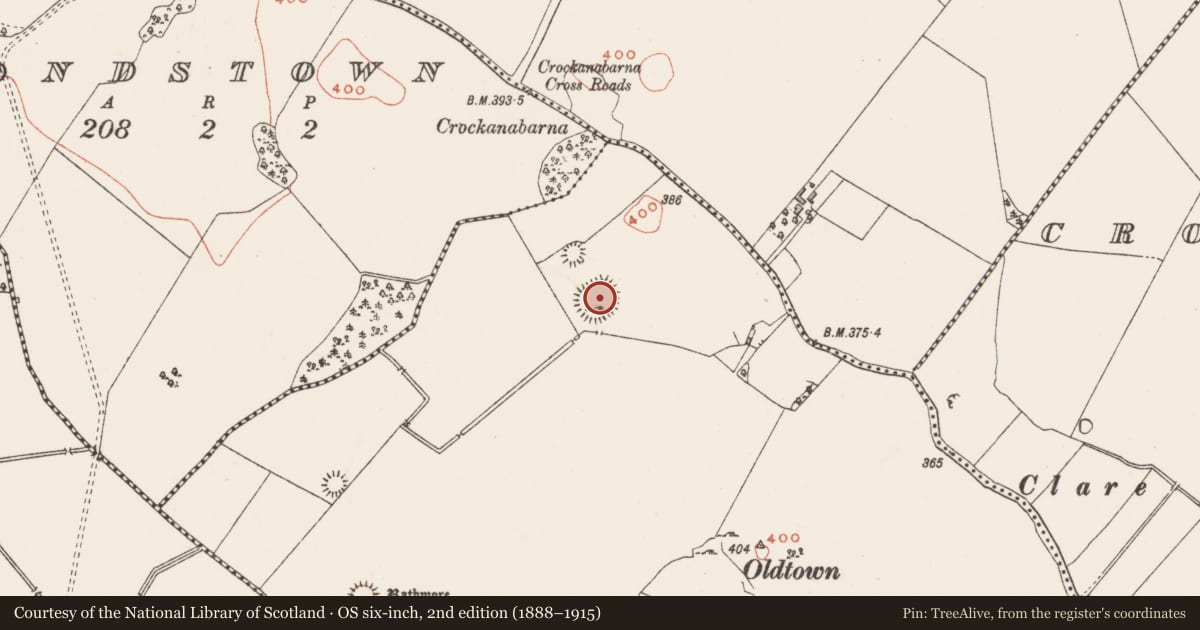 Ordnance Survey six-inch map, 2nd edition (1888–1915) covering the location of Hut site, Tevrin, County Westmeath, with a pin at the register's coordinates