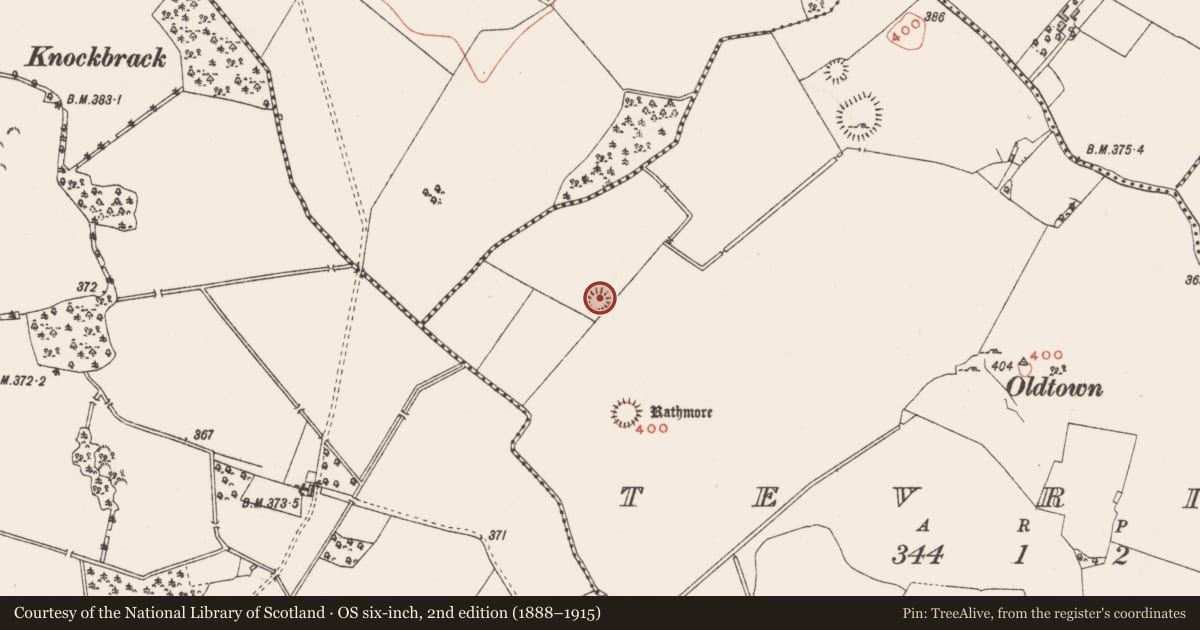 Ordnance Survey six-inch map, 2nd edition (1888–1915) covering the location of Ringfort - cashel, Tevrin, County Westmeath, with a pin at the register's coordinates