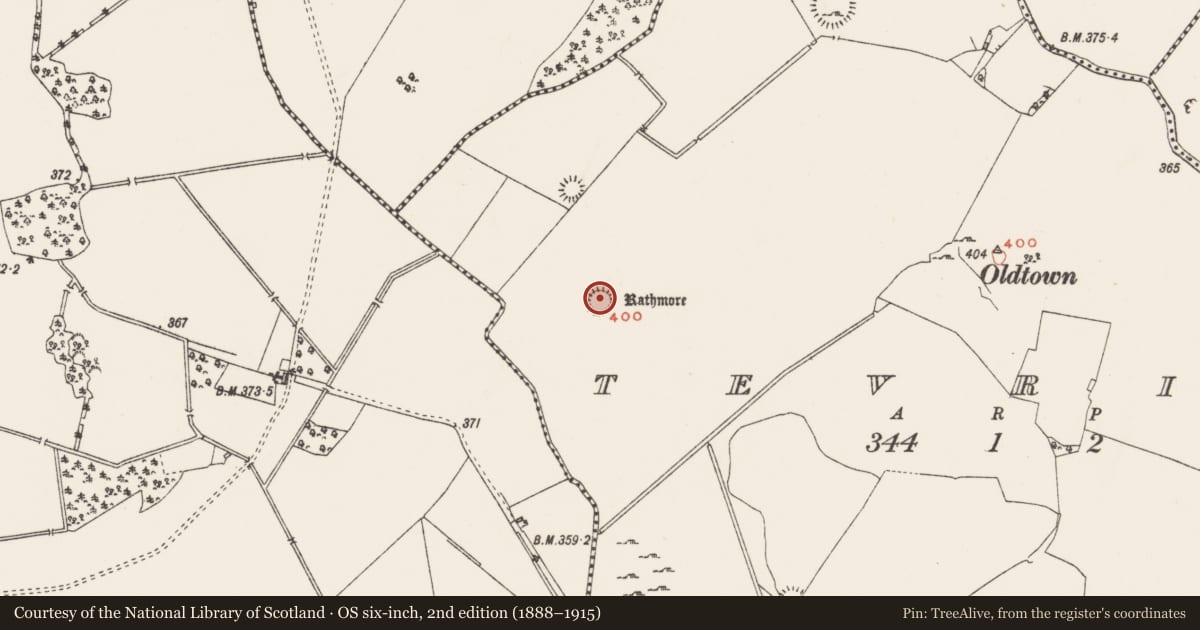 Ordnance Survey six-inch map, 2nd edition (1888–1915) covering the location of House - indeterminate date, Tevrin, County Westmeath, with a pin at the register's coordinates