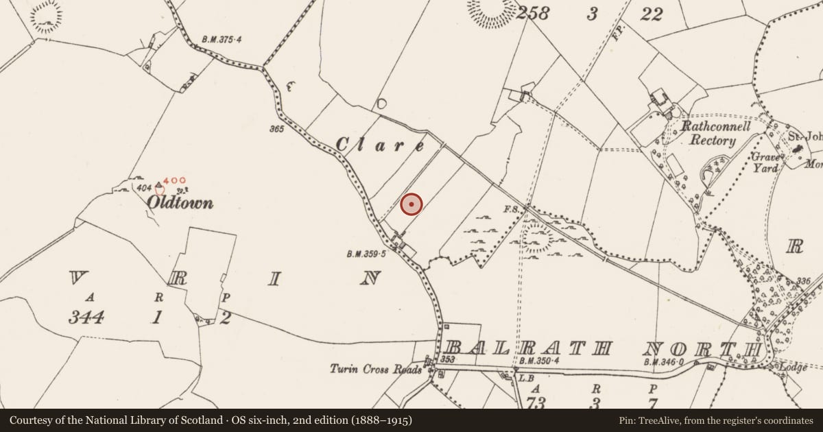 Ordnance Survey six-inch map, 2nd edition (1888–1915) covering the location of Ringfort - rath, Crosserdree, County Westmeath, with a pin at the register's coordinates