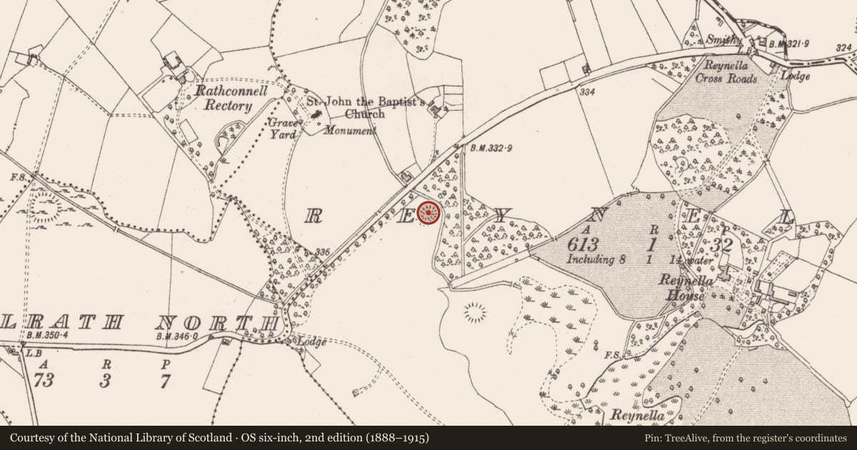 Ordnance Survey six-inch map, 2nd edition (1888–1915) covering the location of Ringfort - rath, Reynella, County Westmeath, with a pin at the register's coordinates