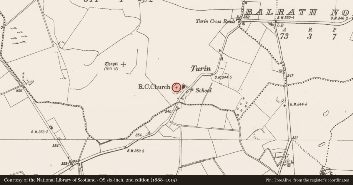 Ordnance Survey six-inch map, 2nd edition (1888–1915) covering the location of Ringfort - rath, Tevrin, County Westmeath, with a pin at the register's coordinates