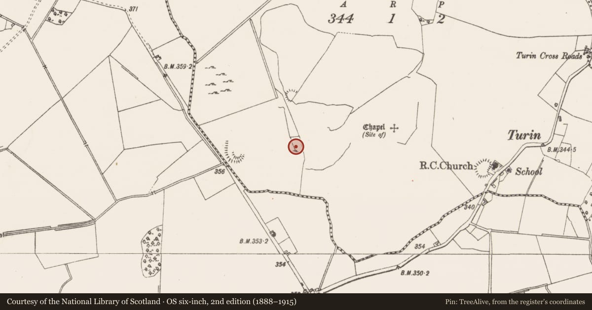 Ordnance Survey six-inch map, 2nd edition (1888–1915) covering the location of Mass-rock, Tevrin, County Westmeath, with a pin at the register's coordinates