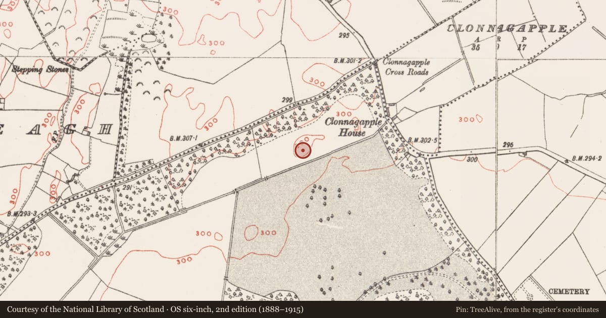 Ordnance Survey six-inch map, 2nd edition (1888–1915) covering the location of Ringfort - rath, Clonyn, County Westmeath, with a pin at the register's coordinates