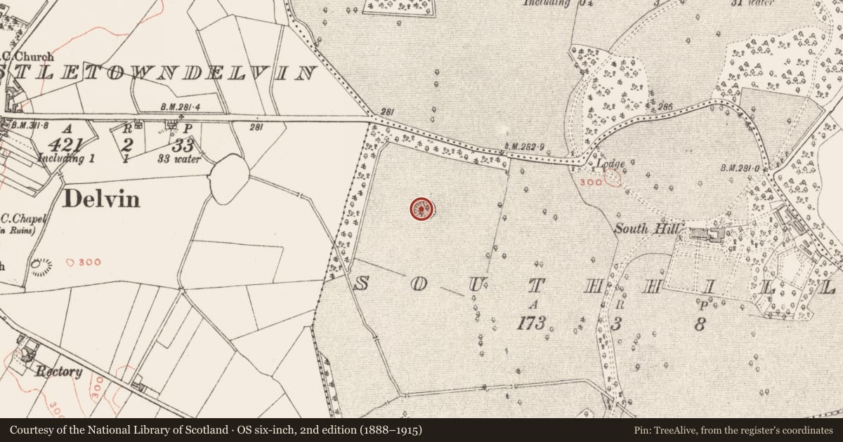 Ordnance Survey six-inch map, 2nd edition (1888–1915) covering the location of Ringfort - rath, Southhill, County Westmeath, with a pin at the register's coordinates