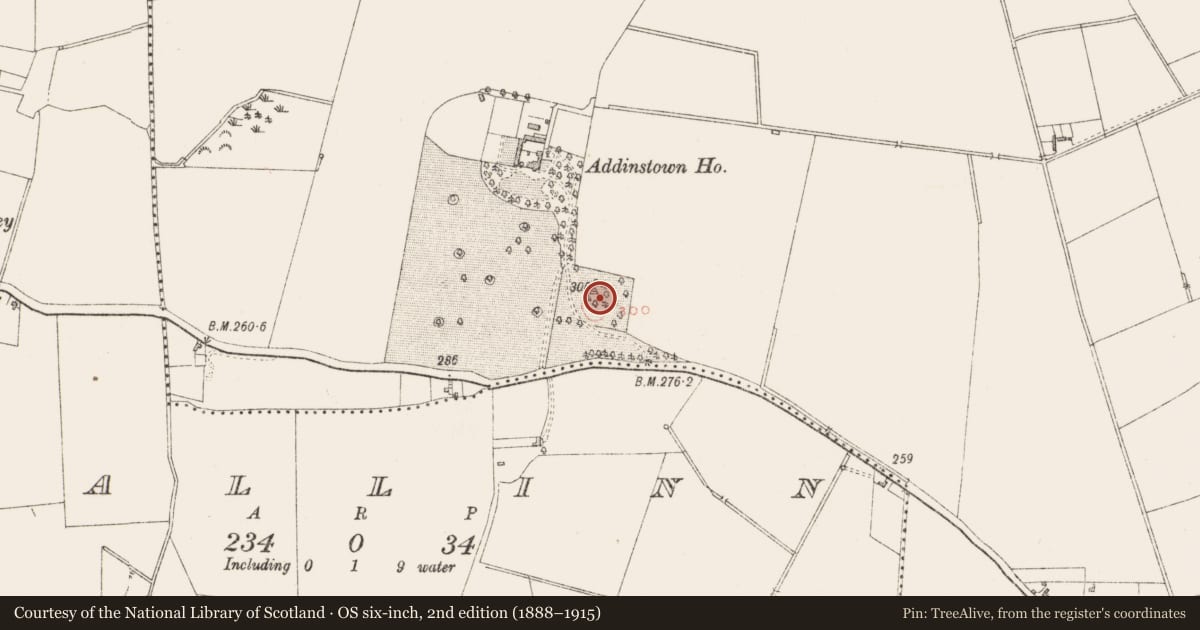 Ordnance Survey six-inch map, 2nd edition (1888–1915) covering the location of Ringfort - unclassified, Addinstown, County Westmeath, with a pin at the register's coordinates