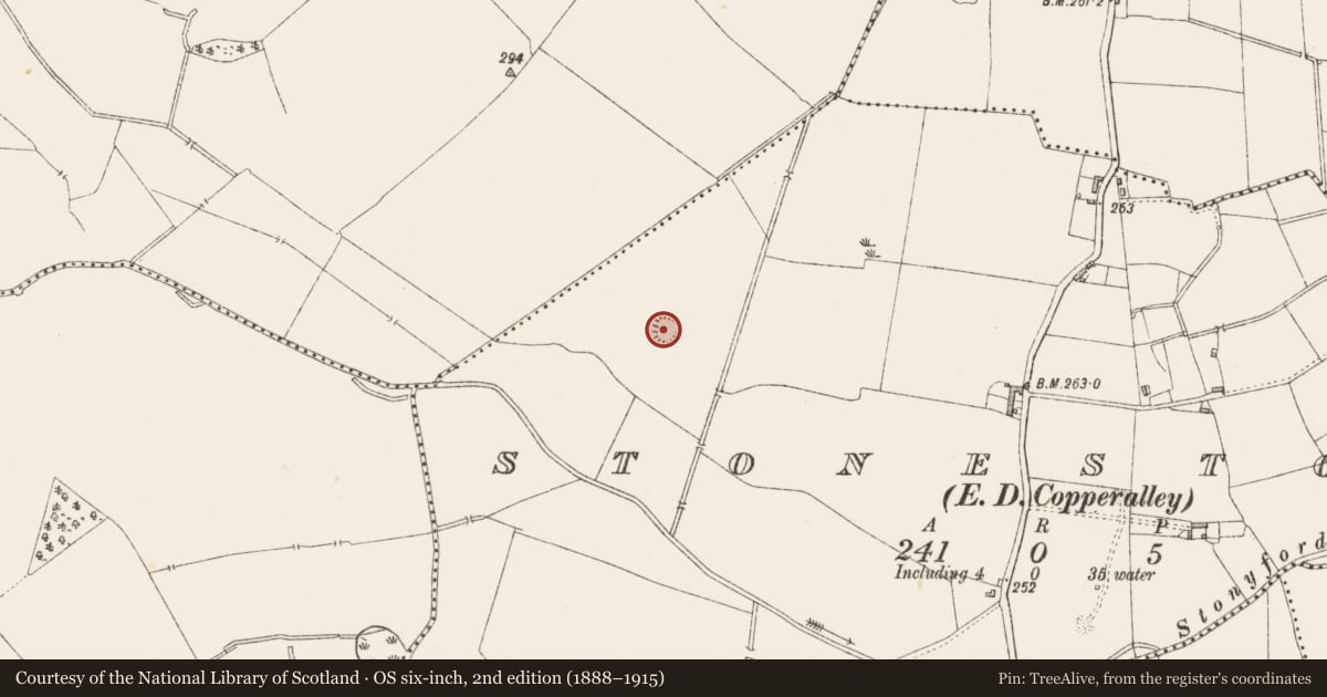Ordnance Survey six-inch map, 2nd edition (1888–1915) covering the location of Ringfort - unclassified, Stonestown, County Westmeath, with a pin at the register's coordinates
