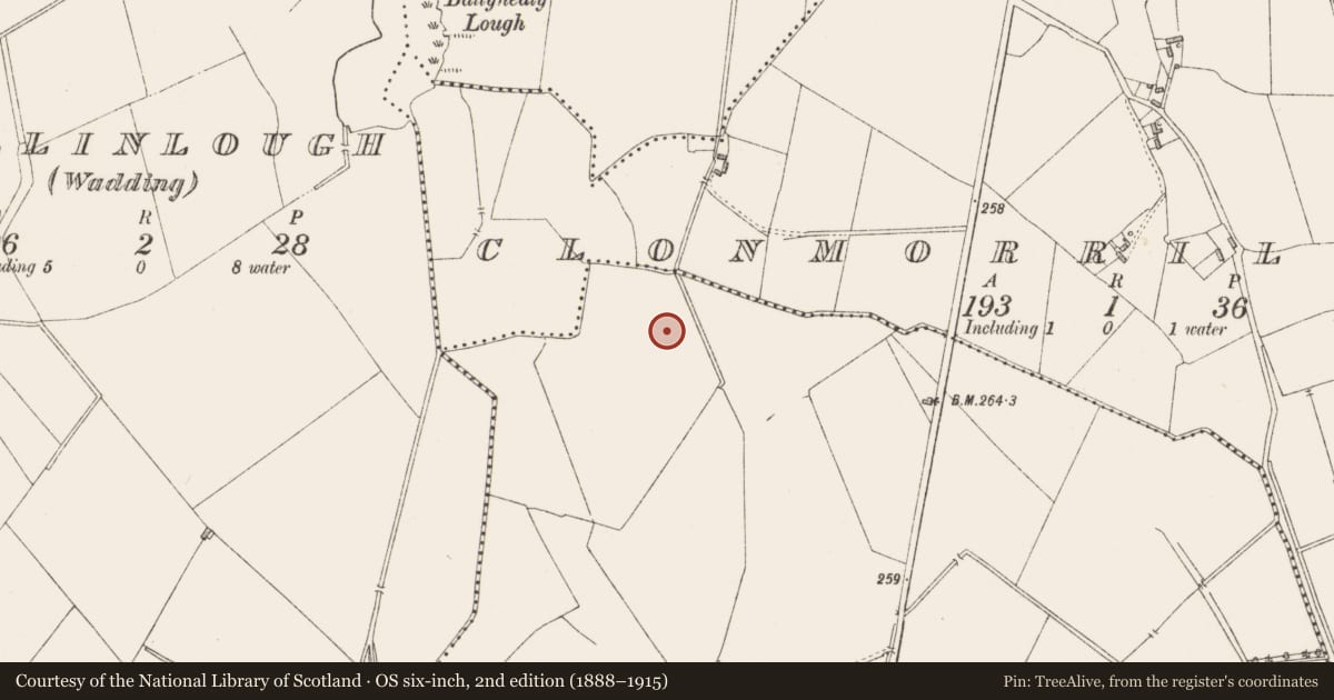 Ordnance Survey six-inch map, 2nd edition (1888–1915) covering the location of Ringfort - rath, Clonleame, County Westmeath, with a pin at the register's coordinates