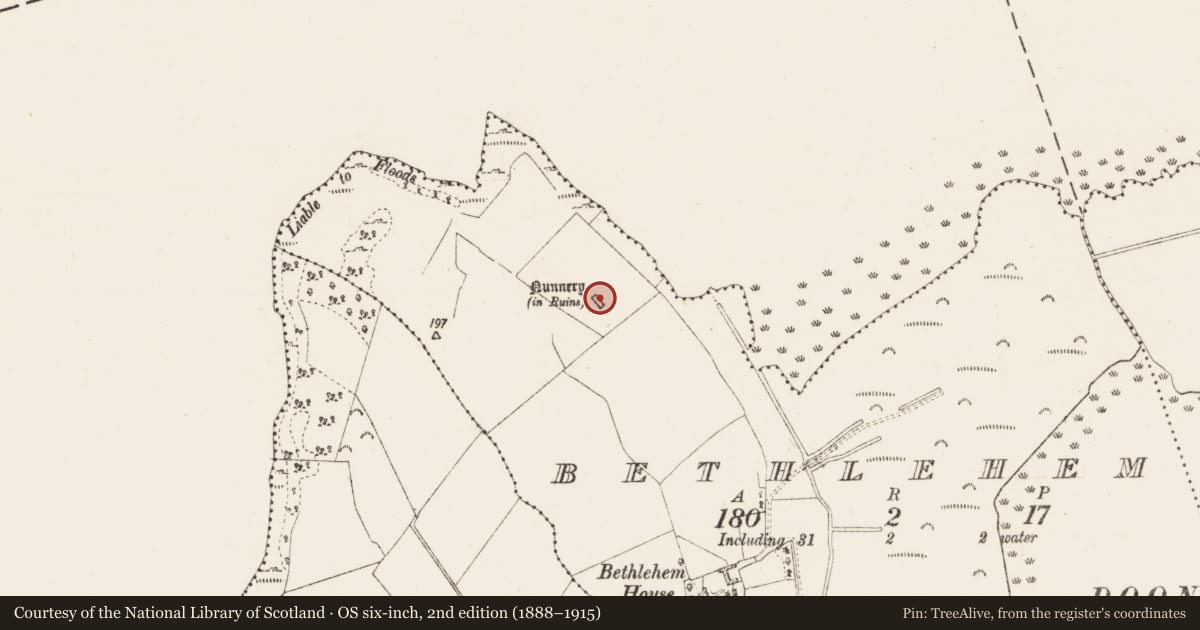 Ordnance Survey six-inch map, 2nd edition (1888–1915) covering the location of Religious house - Franciscan nuns (Poor Clares), Bethlehem, County Westmeath, with a pin at the register's coordinates