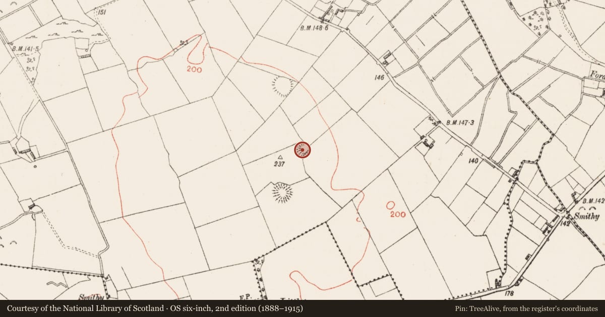 Ordnance Survey six-inch map, 2nd edition (1888–1915) covering the location of Ringfort - rath, Doonis, County Westmeath, with a pin at the register's coordinates