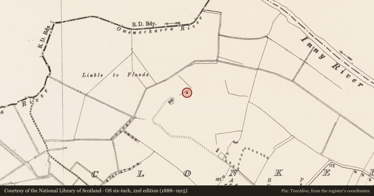 Ordnance Survey six-inch map, 2nd edition (1888–1915) covering the location of Earthwork, Clonkeen, County Westmeath, with a pin at the register's coordinates
