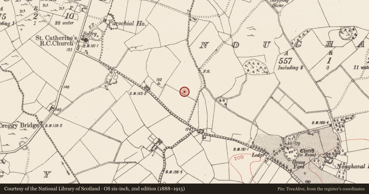 Ordnance Survey six-inch map, 2nd edition (1888–1915) covering the location of Earthwork, Corbrack, County Westmeath, with a pin at the register's coordinates