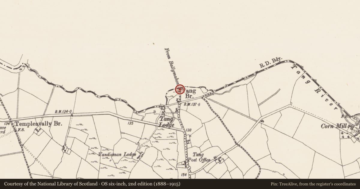 Ordnance Survey six-inch map, 2nd edition (1888–1915) covering the location of Bridge, Clogher, Corbrack, County Westmeath, with a pin at the register's coordinates