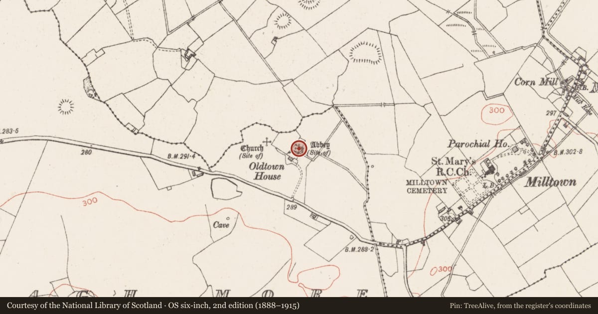 Ordnance Survey six-inch map, 2nd edition (1888–1915) covering the location of Ecclesiastical enclosure, Skeagh More, County Westmeath, with a pin at the register's coordinates