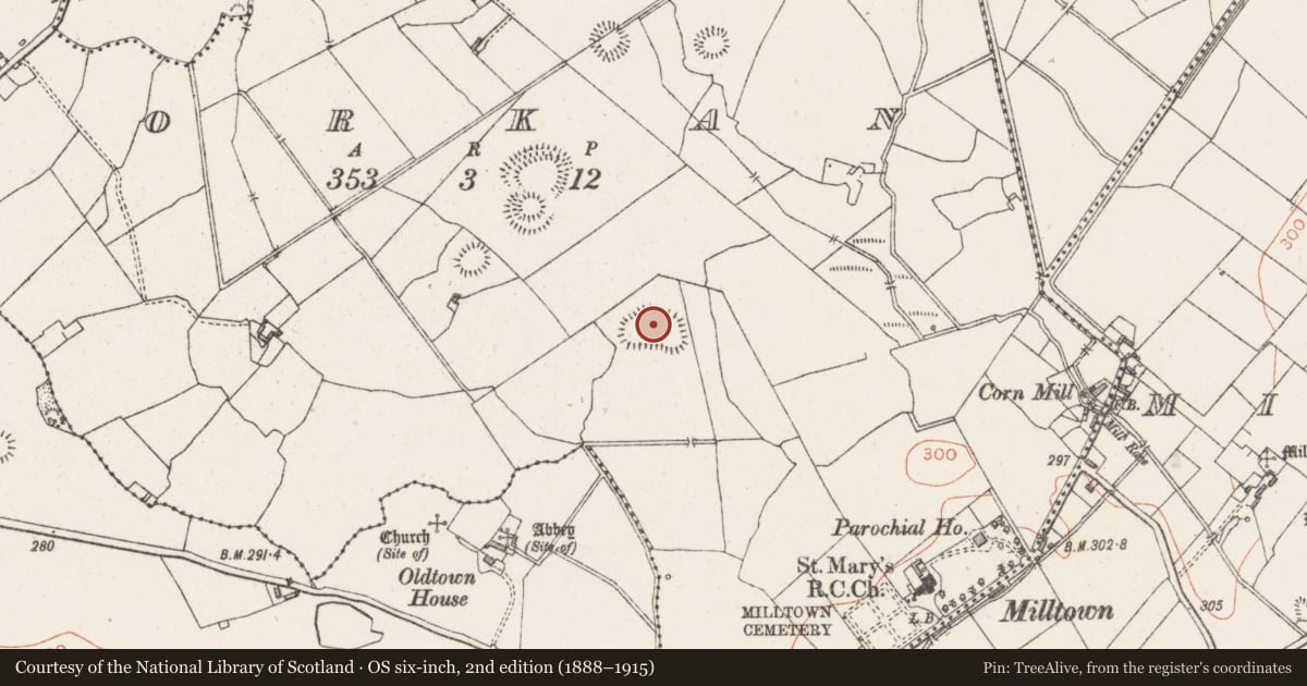 Ordnance Survey six-inch map, 2nd edition (1888–1915) covering the location of Enclosure - large enclosure, Corkan, County Westmeath, with a pin at the register's coordinates