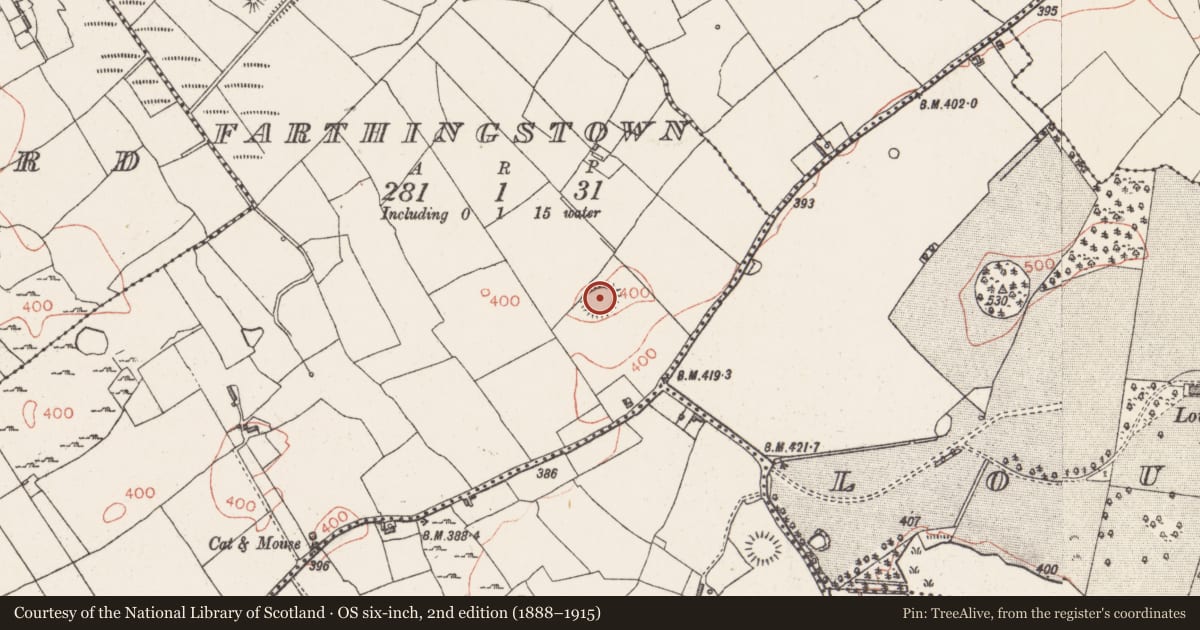 Ordnance Survey six-inch map, 2nd edition (1888–1915) covering the location of Ringfort - rath, Farthingstown, County Westmeath, with a pin at the register's coordinates