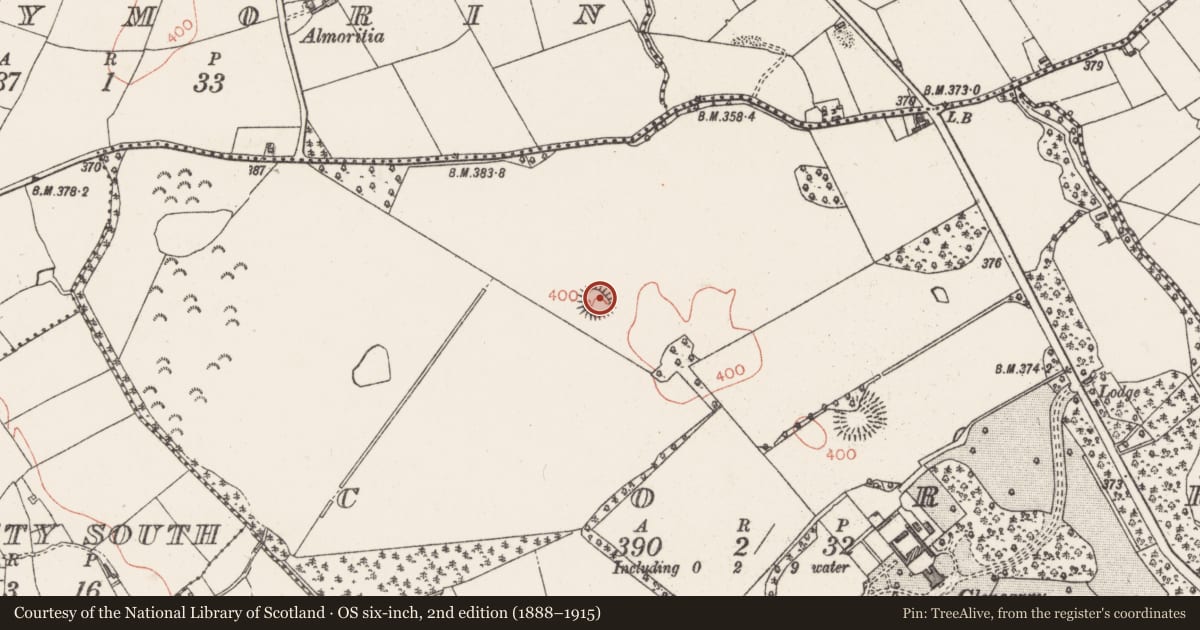 Ordnance Survey six-inch map, 2nd edition (1888–1915) covering the location of Hut site, Corr, County Westmeath, with a pin at the register's coordinates