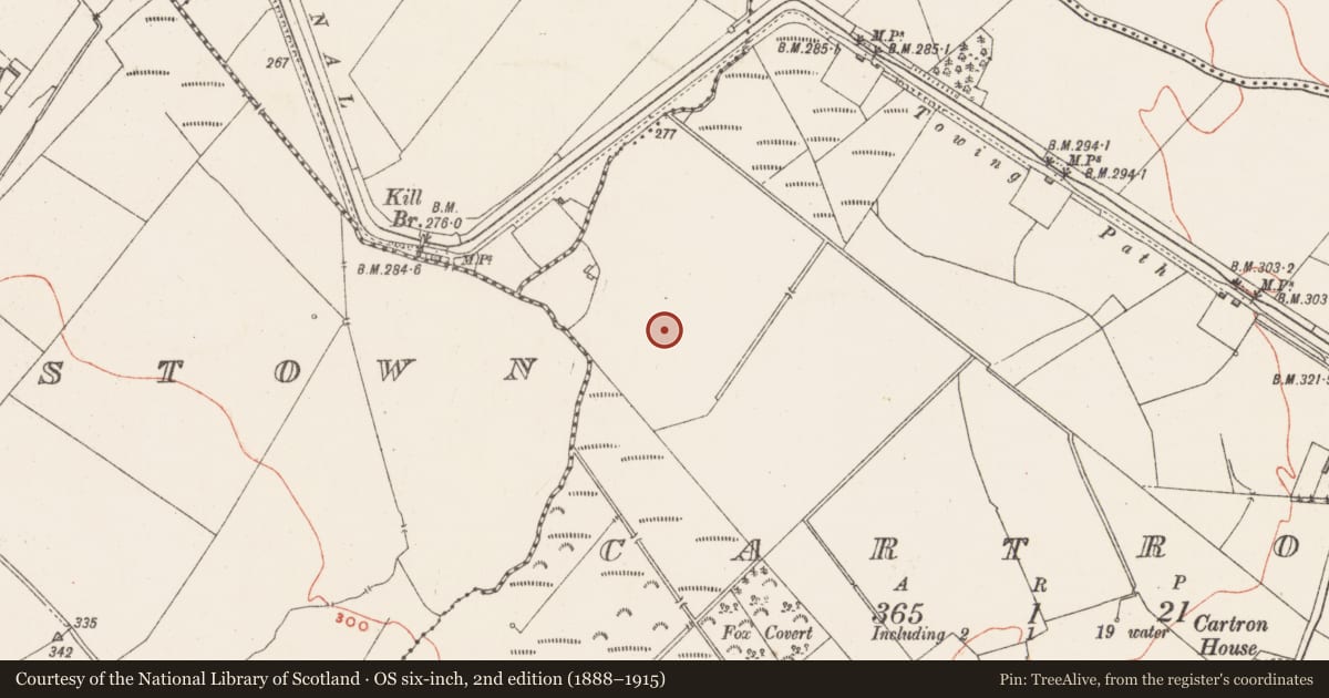 Ordnance Survey six-inch map, 2nd edition (1888–1915) covering the location of Mound, Cartron, County Westmeath, with a pin at the register's coordinates