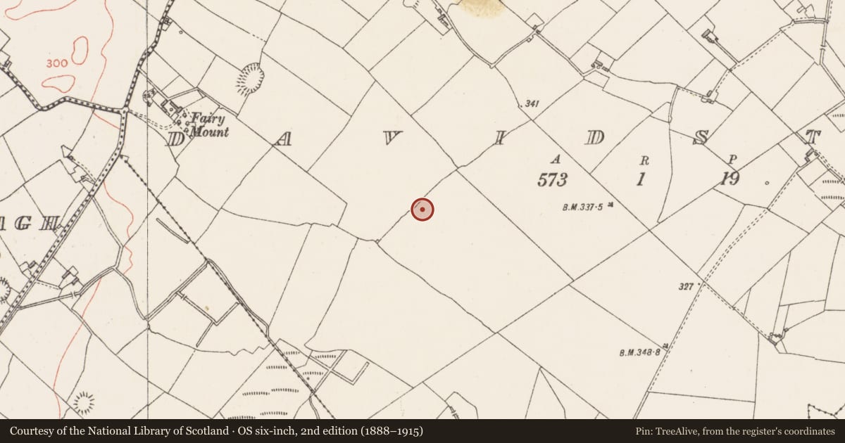 Ordnance Survey six-inch map, 2nd edition (1888–1915) covering the location of Enclosure, Davidstown, County Westmeath, with a pin at the register's coordinates