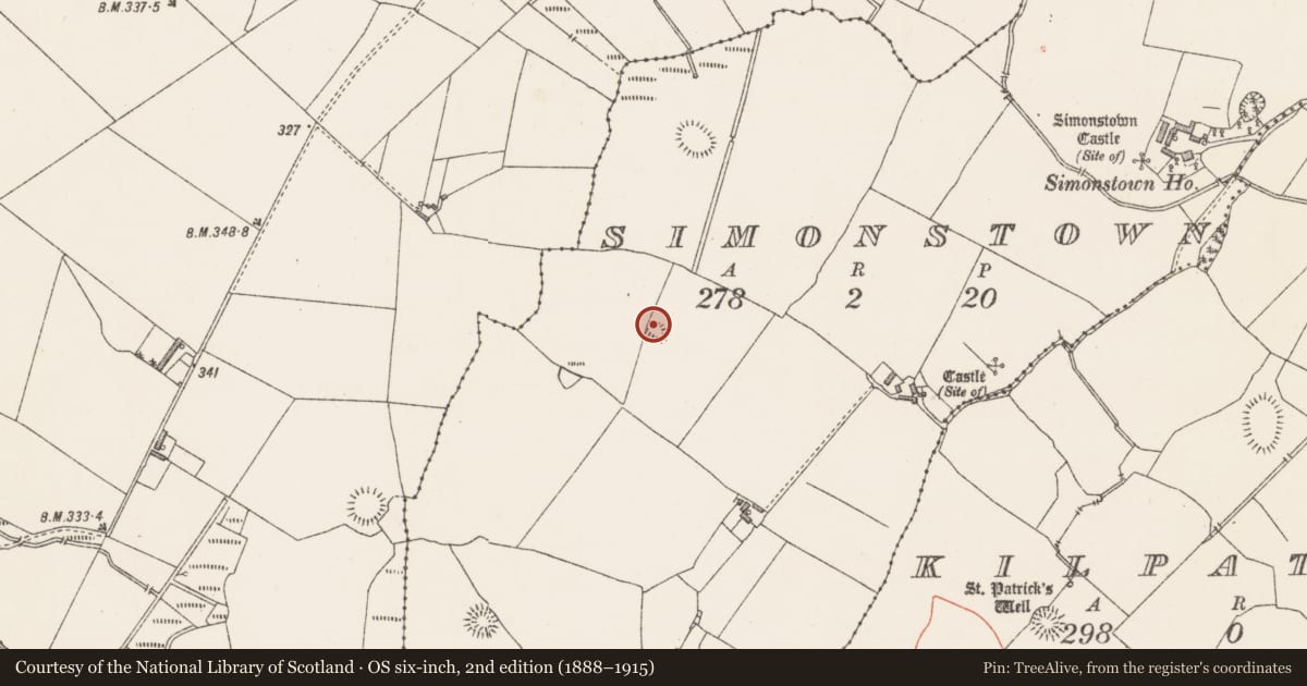 Ordnance Survey six-inch map, 2nd edition (1888–1915) covering the location of Ringfort - rath, Simonstown, County Westmeath, with a pin at the register's coordinates