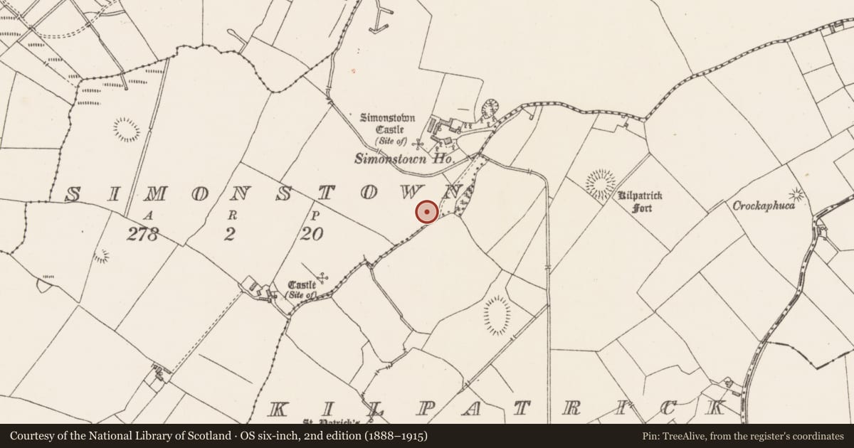 Ordnance Survey six-inch map, 2nd edition (1888–1915) covering the location of Ringfort - rath, Simonstown, County Westmeath, with a pin at the register's coordinates