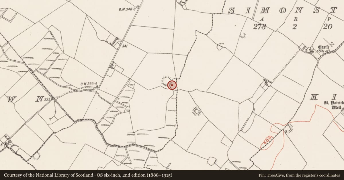 Ordnance Survey six-inch map, 2nd edition (1888–1915) covering the location of Mass-rock, Davidstown, County Westmeath, with a pin at the register's coordinates