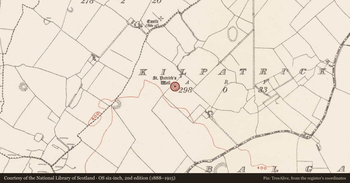 Ordnance Survey six-inch map, 2nd edition (1888–1915) covering the location of Ringfort - rath, Kilpatrick, County Westmeath, with a pin at the register's coordinates