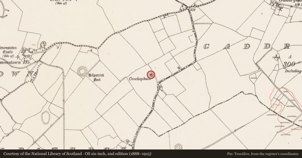 Ordnance Survey six-inch map, 2nd edition (1888–1915) covering the location of Barrow - mound barrow, Kilpatrick, County Westmeath, with a pin at the register's coordinates