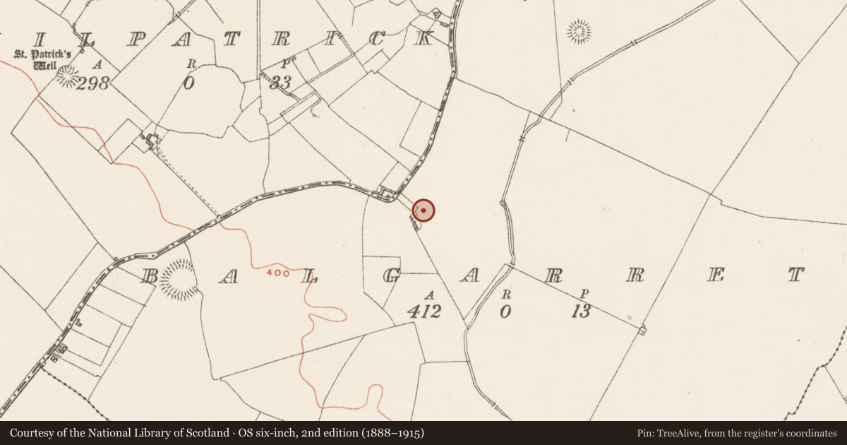 Ordnance Survey six-inch map, 2nd edition (1888–1915) covering the location of Barrow - ring-barrow, Balgarrett, County Westmeath, with a pin at the register's coordinates