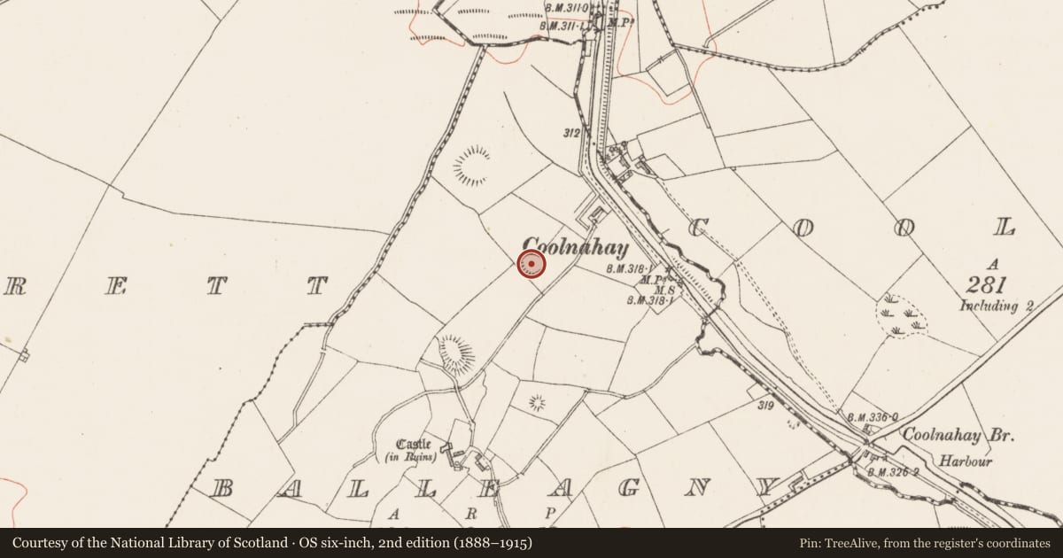 Ordnance Survey six-inch map, 2nd edition (1888–1915) covering the location of Ringfort - rath, Balleagny, County Westmeath, with a pin at the register's coordinates