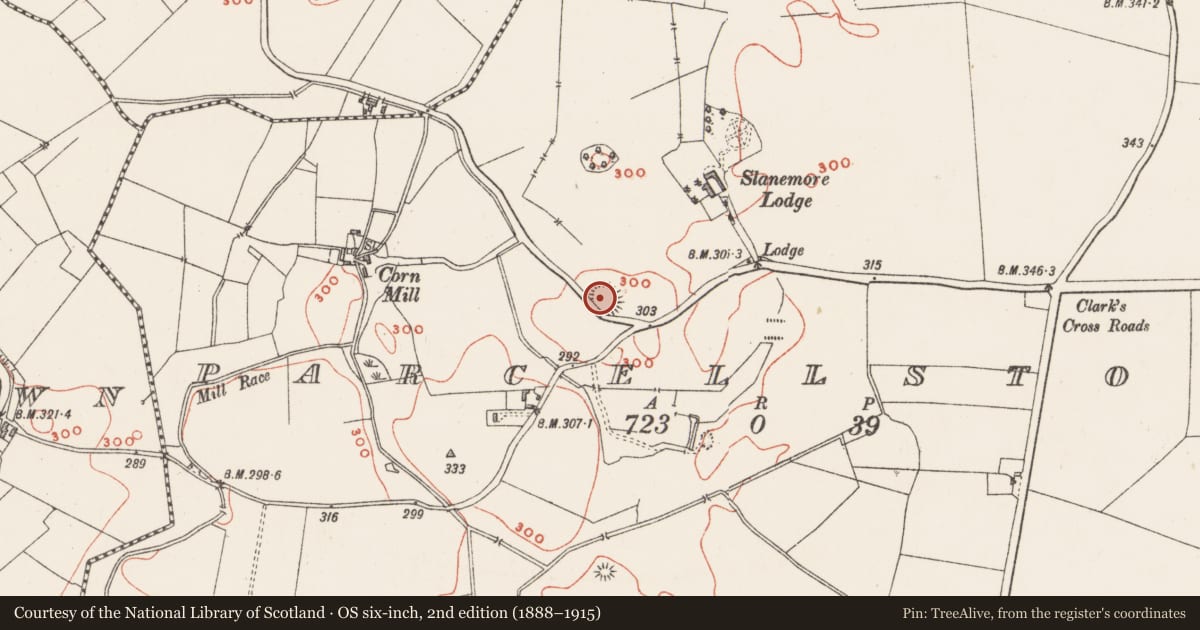Ordnance Survey six-inch map, 2nd edition (1888–1915) covering the location of Ringfort - rath, Parcellstown, County Westmeath, with a pin at the register's coordinates