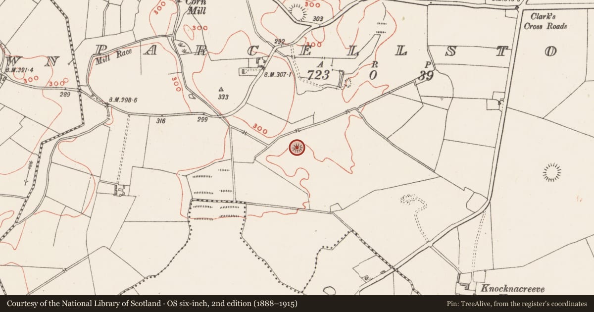 Ordnance Survey six-inch map, 2nd edition (1888–1915) covering the location of Ringfort - rath, Parcellstown, County Westmeath, with a pin at the register's coordinates