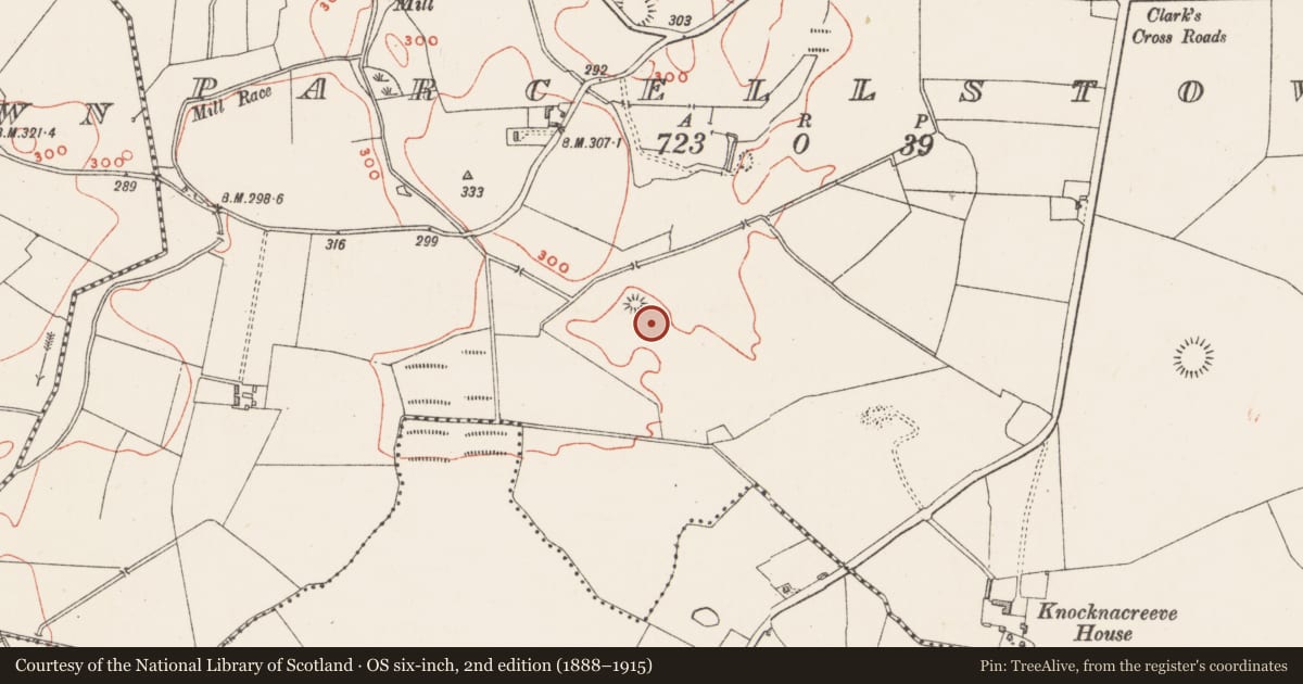 Ordnance Survey six-inch map, 2nd edition (1888–1915) covering the location of Barrow - unclassified, Parcellstown, County Westmeath, with a pin at the register's coordinates