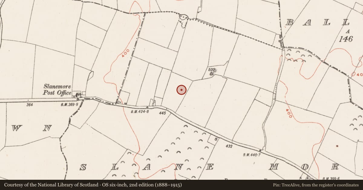 Ordnance Survey six-inch map, 2nd edition (1888–1915) covering the location of Barrow - unclassified, Slane More, County Westmeath, with a pin at the register's coordinates