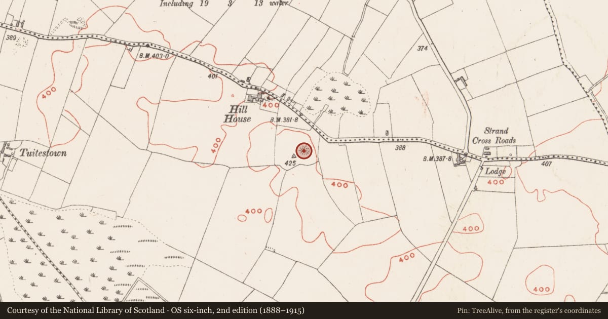 Ordnance Survey six-inch map, 2nd edition (1888–1915) covering the location of Barrow - ring-barrow, Walshestown South, County Westmeath, with a pin at the register's coordinates