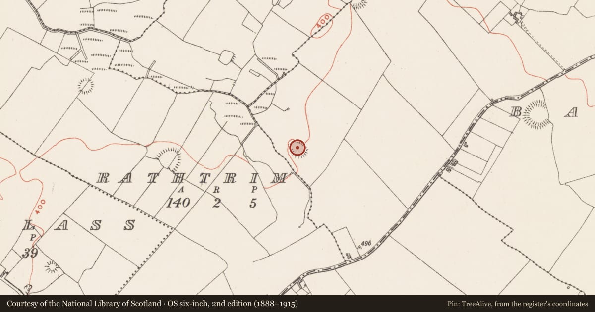 Ordnance Survey six-inch map, 2nd edition (1888–1915) covering the location of Ringfort - rath, Kilpatrick, County Westmeath, with a pin at the register's coordinates
