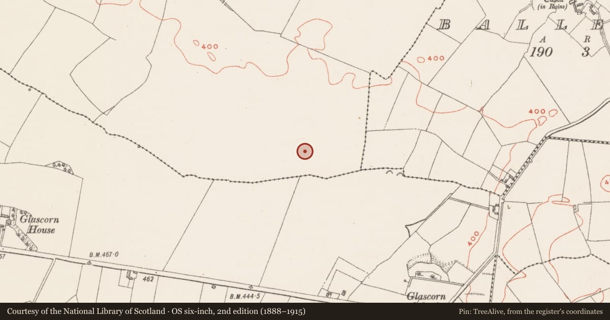Ordnance Survey six-inch map, 2nd edition (1888–1915) covering the location of Barrow - mound barrow, Balgarrett, County Westmeath, with a pin at the register's coordinates