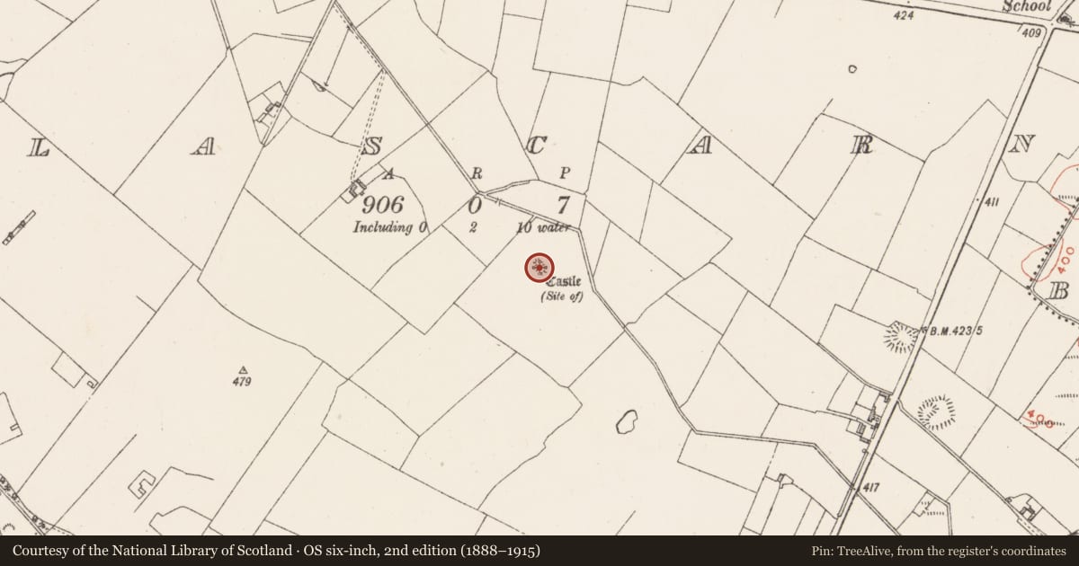 Ordnance Survey six-inch map, 2nd edition (1888–1915) covering the location of Castle - unclassified, Glascarn, County Westmeath, with a pin at the register's coordinates