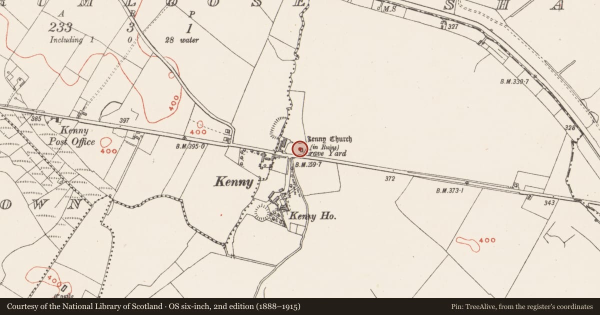 Ordnance Survey six-inch map, 2nd edition (1888–1915) covering the location of Church, Tuitestown, County Westmeath, with a pin at the register's coordinates