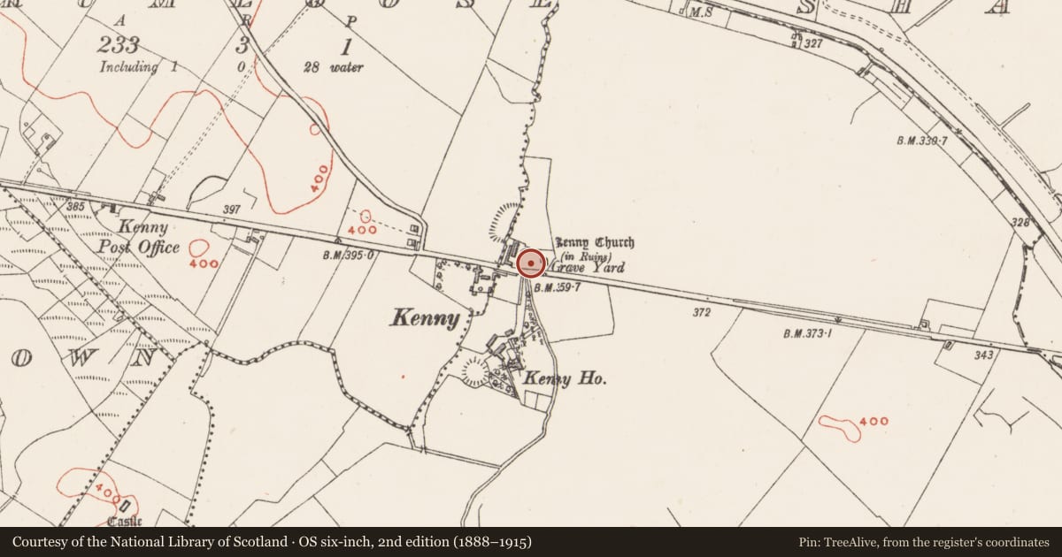 Ordnance Survey six-inch map, 2nd edition (1888–1915) covering the location of Ecclesiastical enclosure, Tuitestown, County Westmeath, with a pin at the register's coordinates