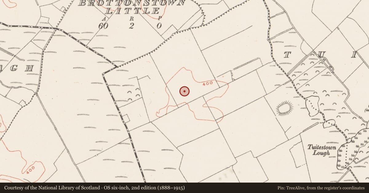 Ordnance Survey six-inch map, 2nd edition (1888–1915) covering the location of Burial mound, Strattonstown, County Westmeath, with a pin at the register's coordinates