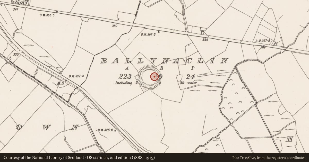 Ordnance Survey six-inch map, 2nd edition (1888–1915) covering the location of House - indeterminate date, Ballynaclin, County Westmeath, with a pin at the register's coordinates