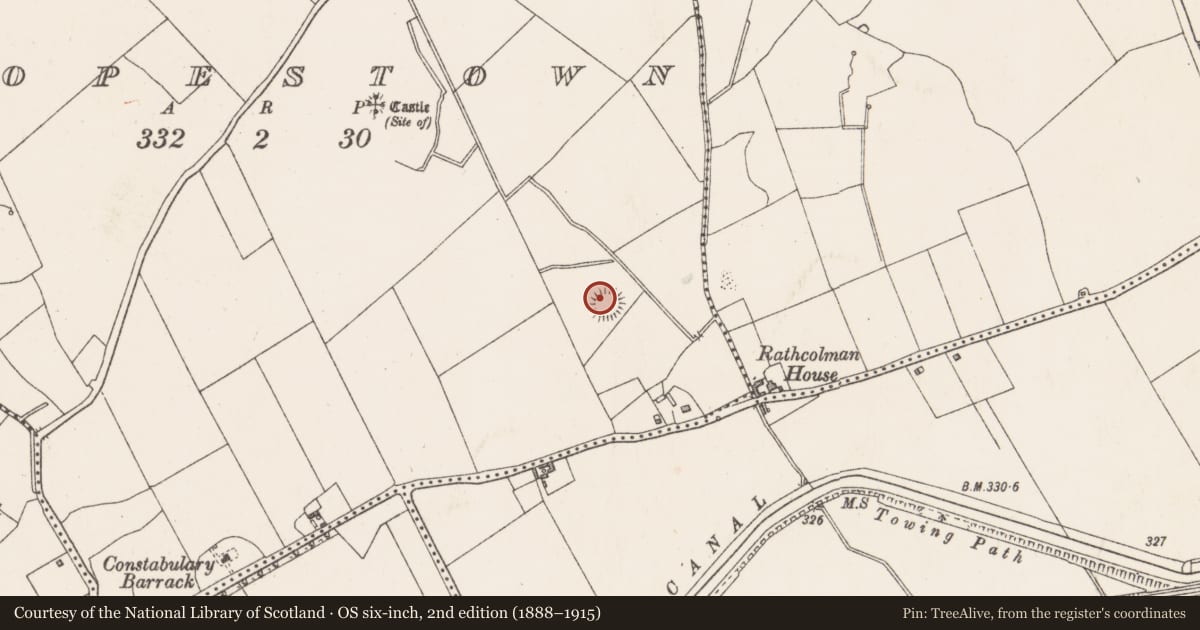 Ordnance Survey six-inch map, 2nd edition (1888–1915) covering the location of House - indeterminate date, Hopestown, County Westmeath, with a pin at the register's coordinates