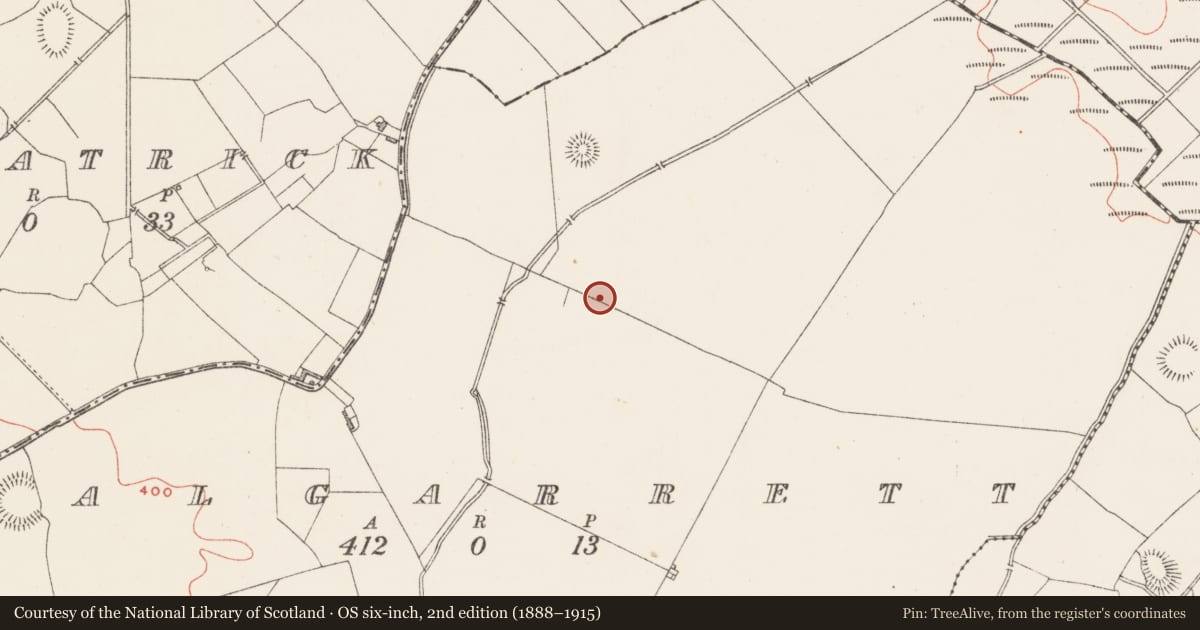Ordnance Survey six-inch map, 2nd edition (1888–1915) covering the location of Barrow - mound barrow, Balgarrett, County Westmeath, with a pin at the register's coordinates