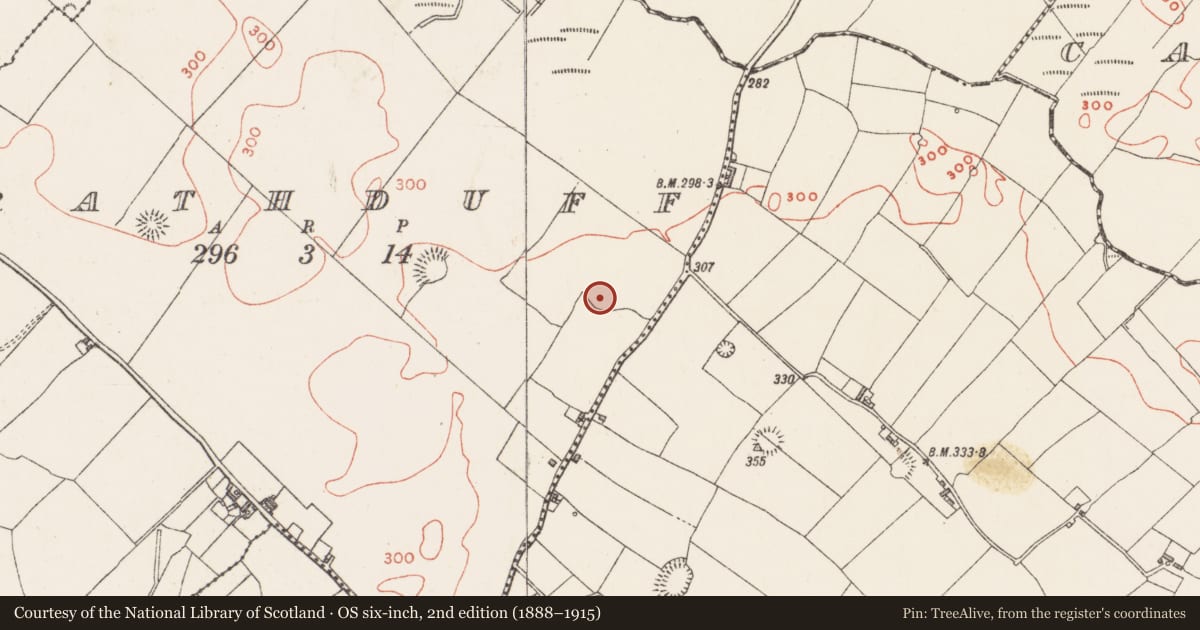 Ordnance Survey six-inch map, 2nd edition (1888–1915) covering the location of Mass-rock, Rathduff, County Westmeath, with a pin at the register's coordinates